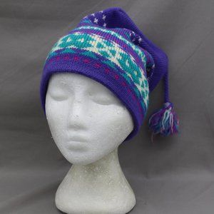 Vintage Toque / Benaie - Wrap Patten Braided Pom Pom - Adult Stretch Fit